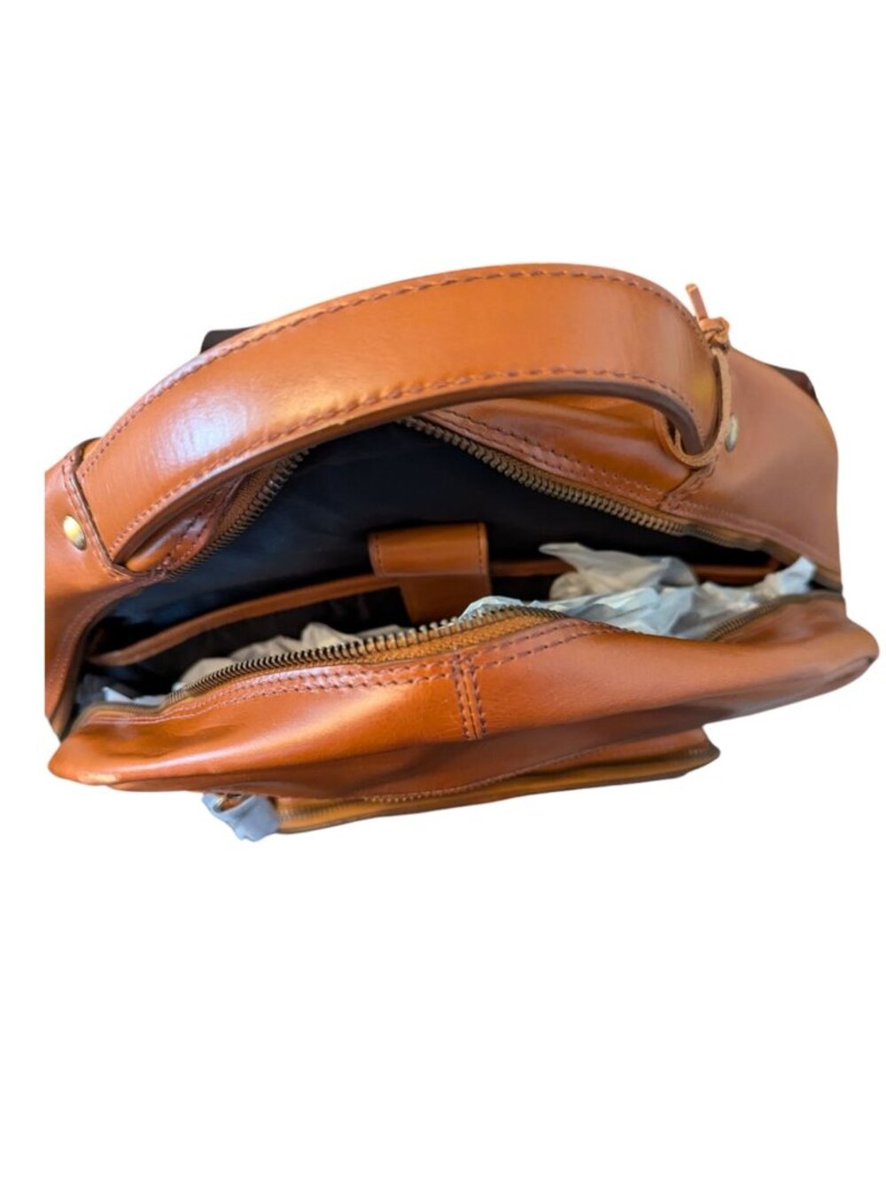 Rawlings Hand Made Tan Saddle GENUINE LEATHER Backpack Full Size Medium - Picture 8 of 9